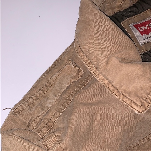 Levi's Insulated Rugged Khaki Insulated Zip-Up Work Casual Jacket L Distressed - Picture 7 of 16
